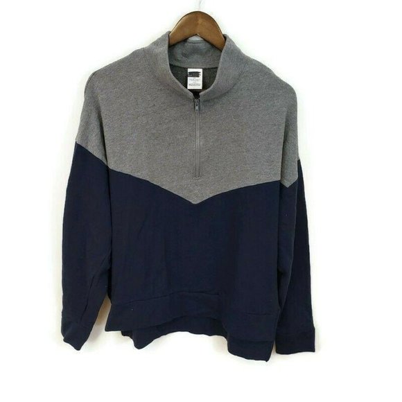 Victoria's Secret Tops - Pink with 5th & Ocean Womens Quarter Zip Sweater Size L Gray Blue Fleece Comfort